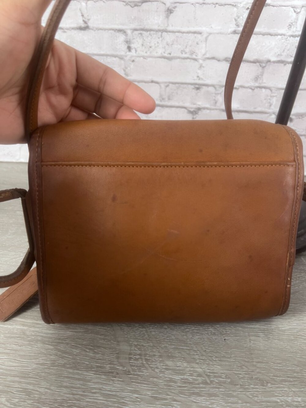 Vintage Coach 9892  Chrystie British Tan Leather Crossbody Bag Purse 90s - Picture 6 of 11